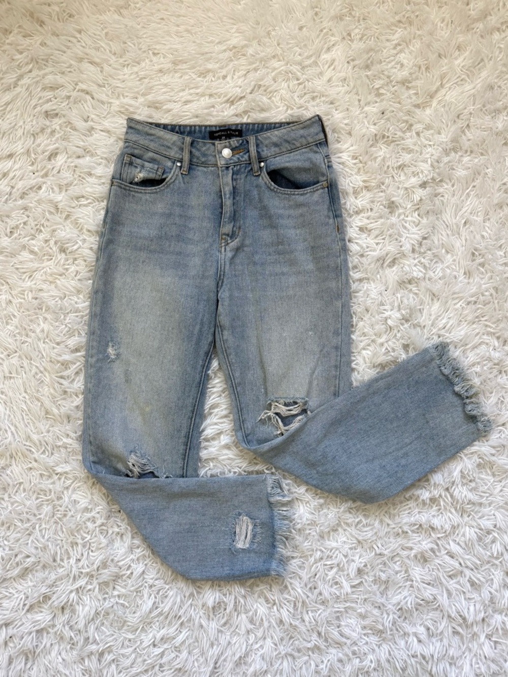 Kendall & Kylie Light Blue Distressed Straight Leg Jeans